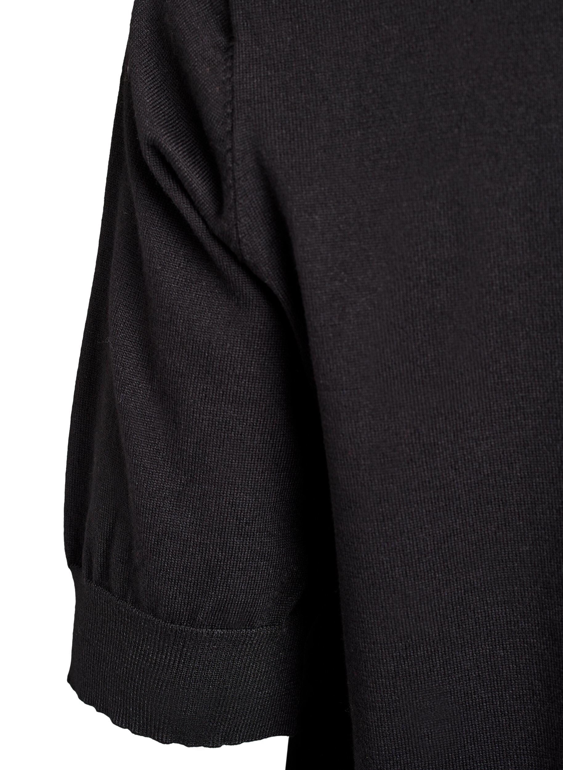 ZizzifashionFine-knit blouse with short sleeves, Black, Packshot image number 3