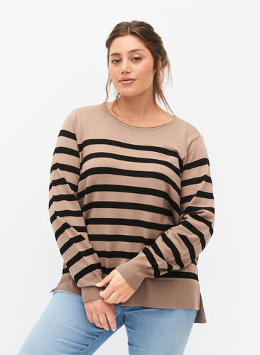 Striped viscose blouse, Fungi Stripe Comb, Model image number 0