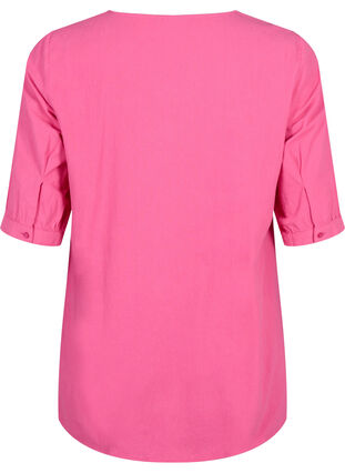 FLASH - Cotton blouse with half-length sleeves, Raspberry Rose, Packshot image number 1