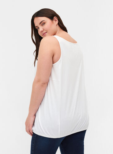 Top with a round neckline and buttons, Bright White, Model image number 1