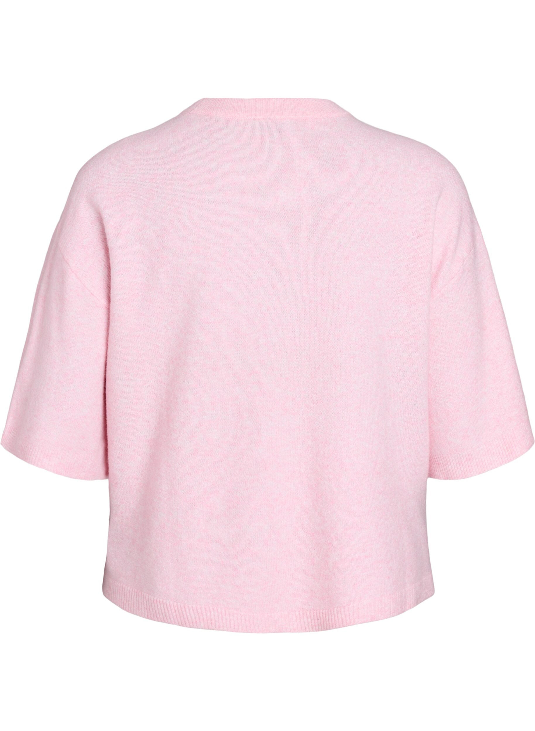ZizzifashionLoose knitted blouse with short sleeves, Rose, Packshot image number 1