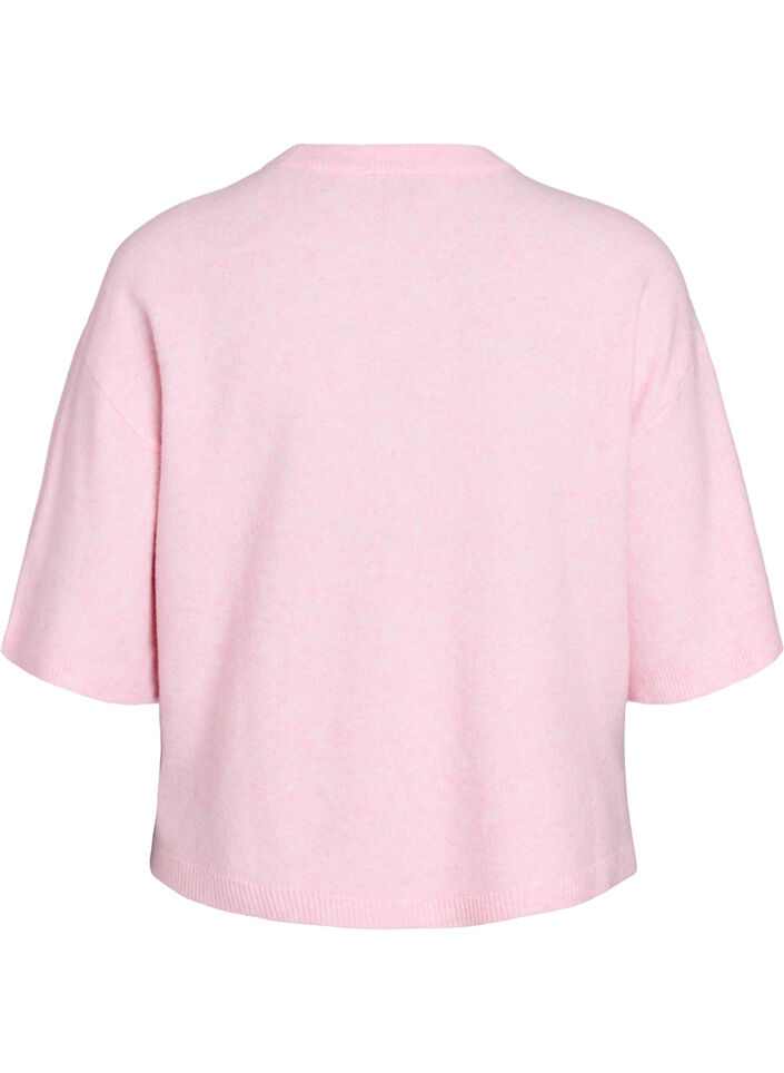 Loose knitted blouse with short sleeves, Rose, Packshot image number 1