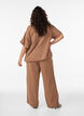 High-waisted cotton muslin trousers with loose legs, Brown, Model image number 1