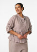 Linen and viscose shirt blouse with an adjustable waist, Brown, Model image number 0