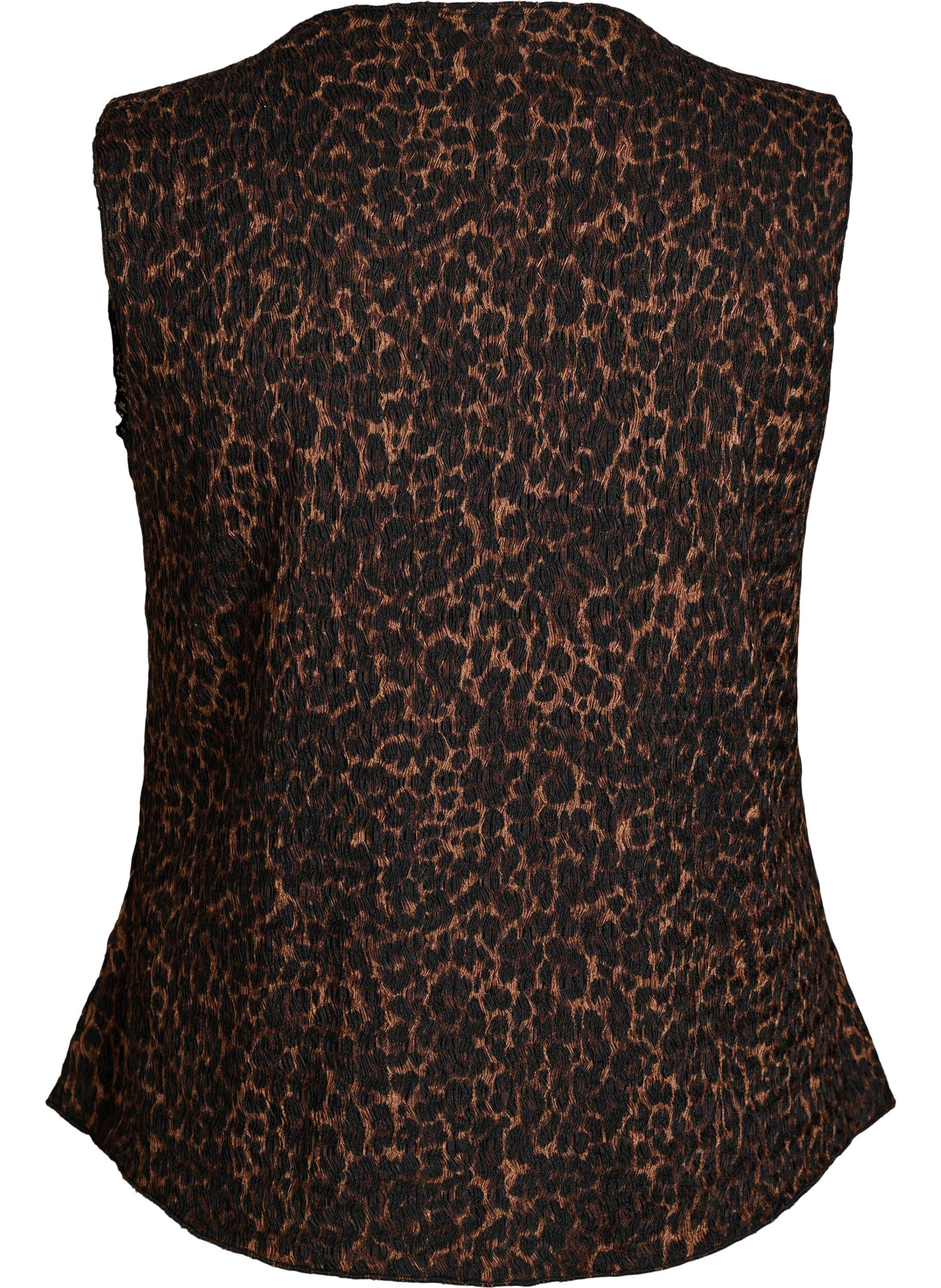 ZizzifashionSleeveless top with a wavy texture and button fastening, Brown, Packshot image number 1