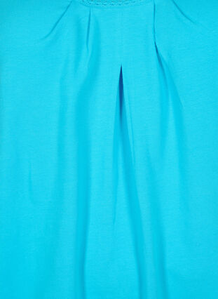 Cotton top with round neck and lace trim, Blue Atoll, Packshot image number 2