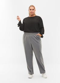 Grey melange trousers with elastic waist, Medium Grey Melange, Model