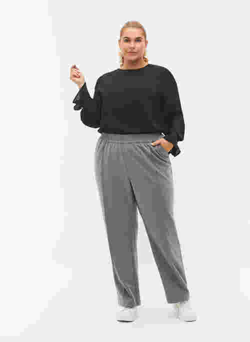 Grey melange trousers with elastic waist
