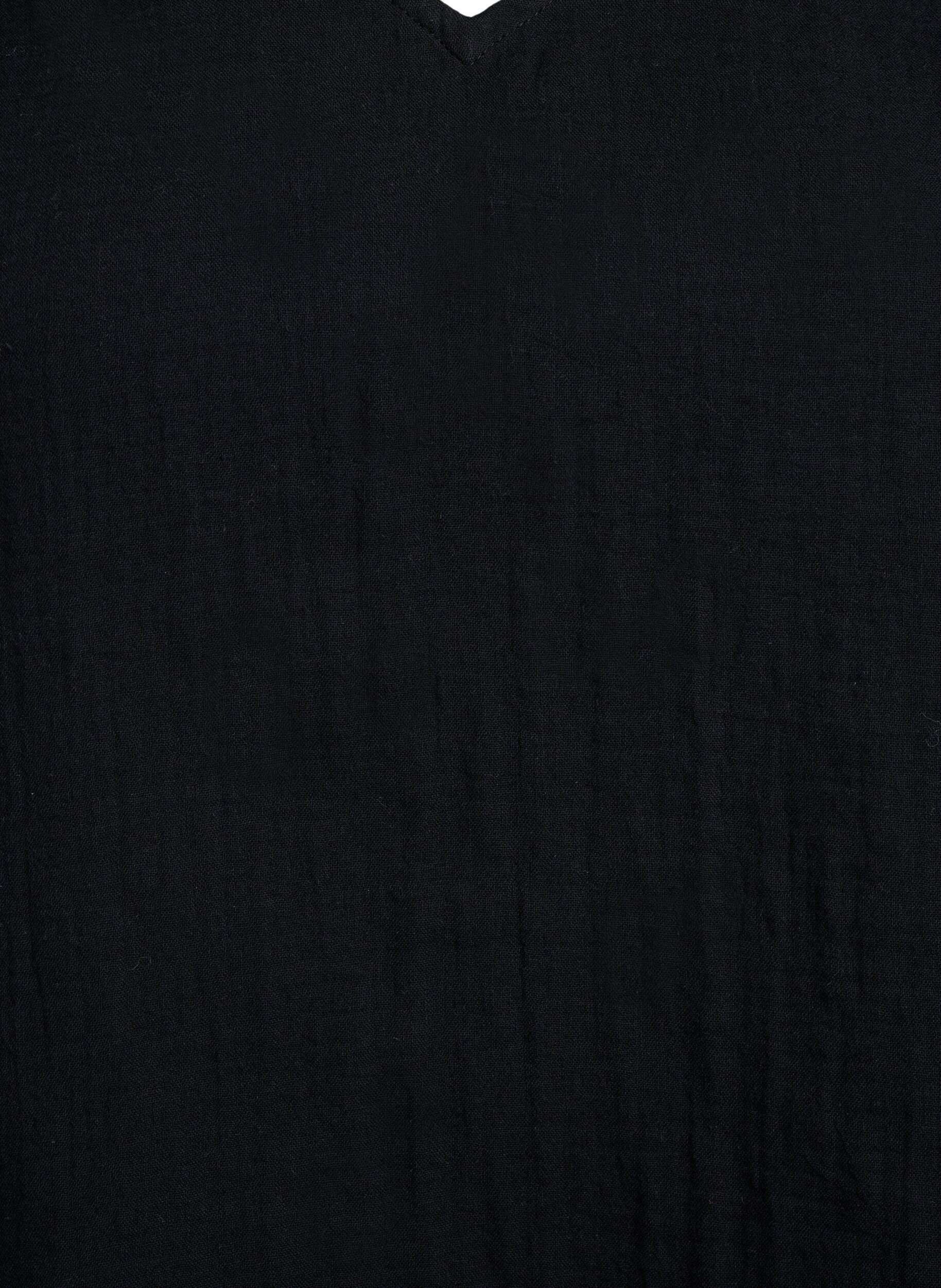 ZizzifashionSleeveless top in cotton muslin with ruffles, Black, Packshot image number 2