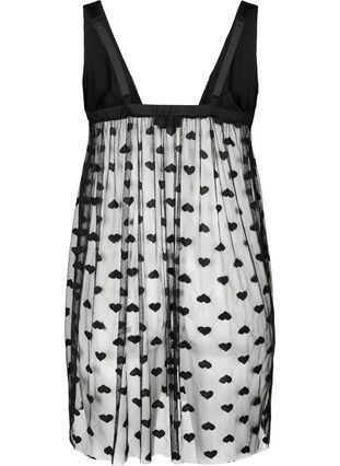Sheer nightgown with pattern, Black, Packshot image number 1