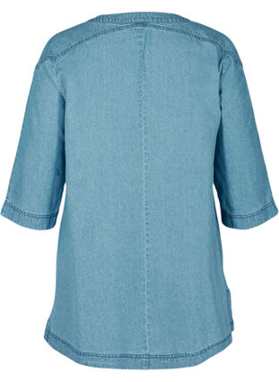 Denim tunic with 3/4 sleeves, Light blue denim ASS, Packshot image number 1