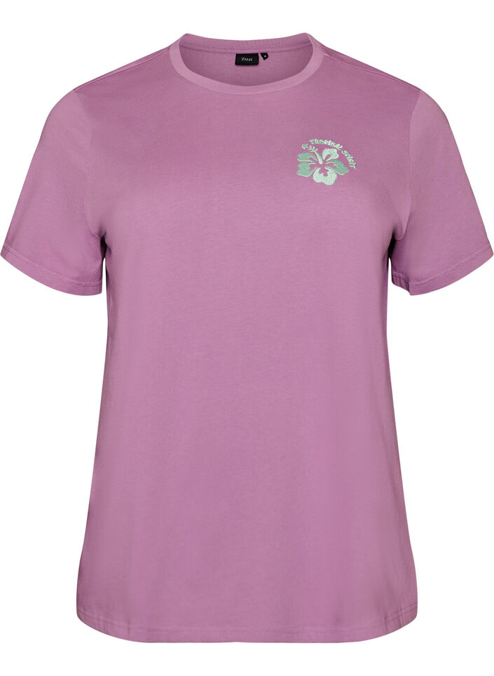 Organic cotton T-shirt with back print, Rose, Packshot image number 0