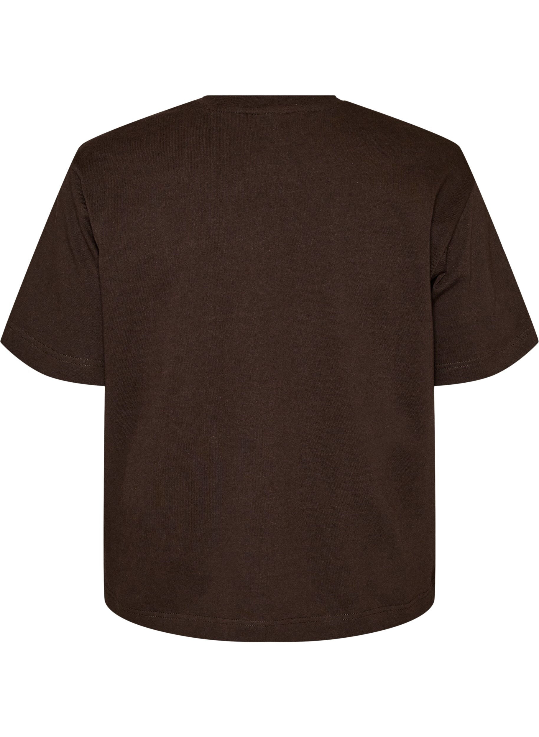 ZizzifashionBoxy cotton T-shirt, Brown, Packshot image number 1
