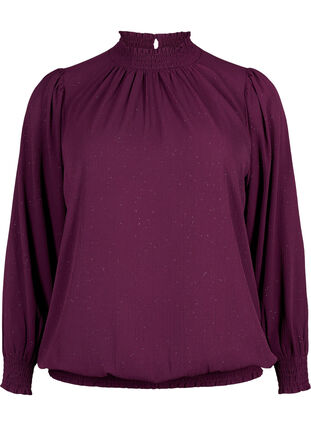 FLASH - Long sleeved blouse with smock and glitter	, Purple w. Silver, Packshot image number 0