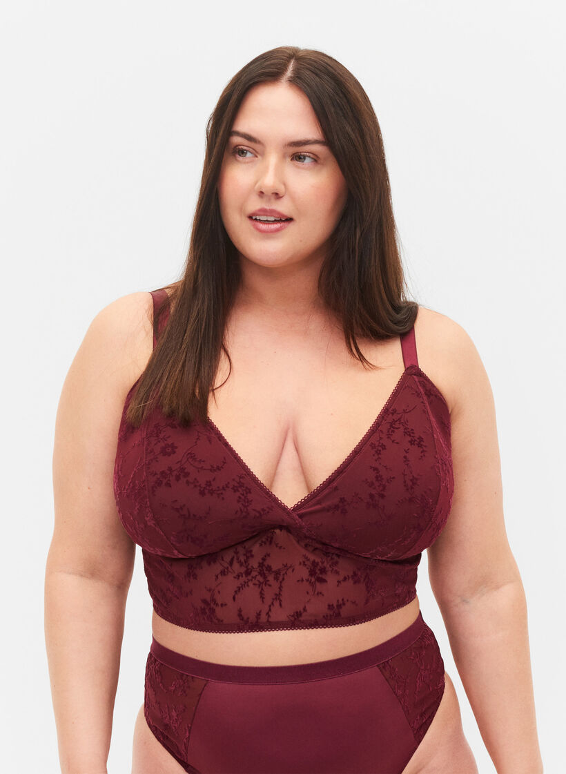 Light padded lace bra, Bordeaux Ass, Model image number 0