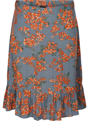 Printed skirt with elasticated waistband and pleats, Balsam Green Flower, Packshot image number 0