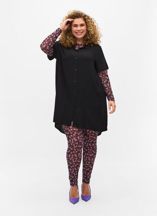 Viscose tunic with buttons, Black, Model image number 2