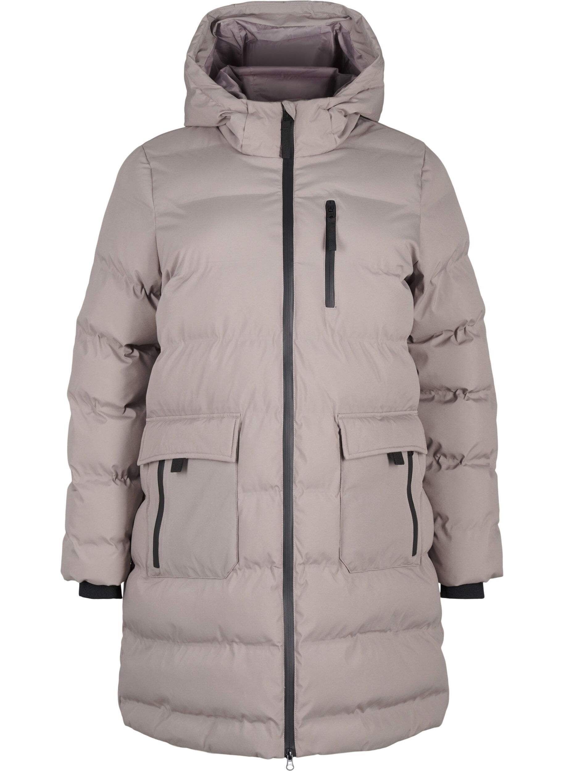 Zizzifashion Puffer coat with hood and pockets, Beige, Packshot image number 0