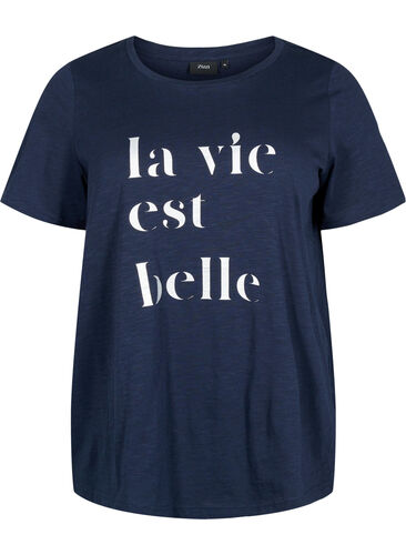 Cotton t-shirt with text print, Night Sky W. La, Packshot image number 0