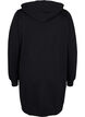 Long cotton sweat cardigan with hood, Black, Packshot image number 1