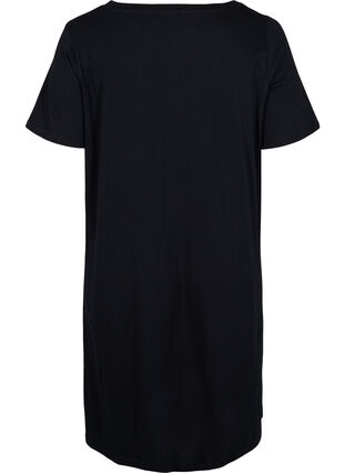 Short-sleeved cotton night dress, Black w. Copper MOM, Packshot image number 1