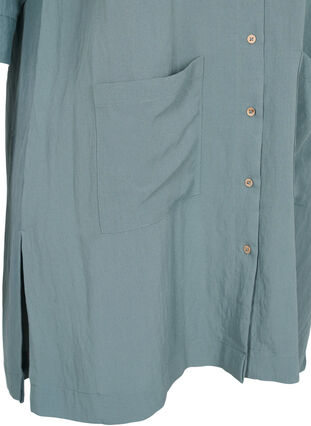Long viscose shirt with pockets and 3/4 sleeves, Balsam Green, Packshot image number 3