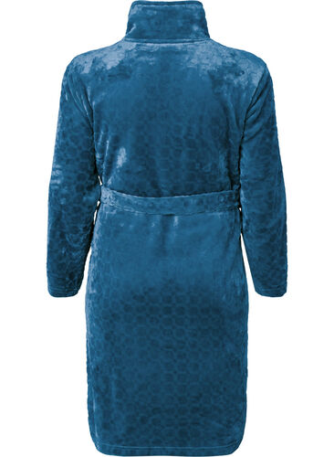 Patterned dressing gown with zipper and pockets, Blue Coral, Packshot image number 1