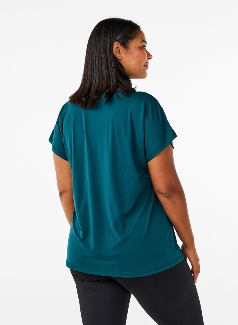Loose training t-shirt with v-neck, Green, Model image number 2