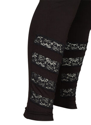 Leggings with lace details, Black, Packshot image number 3