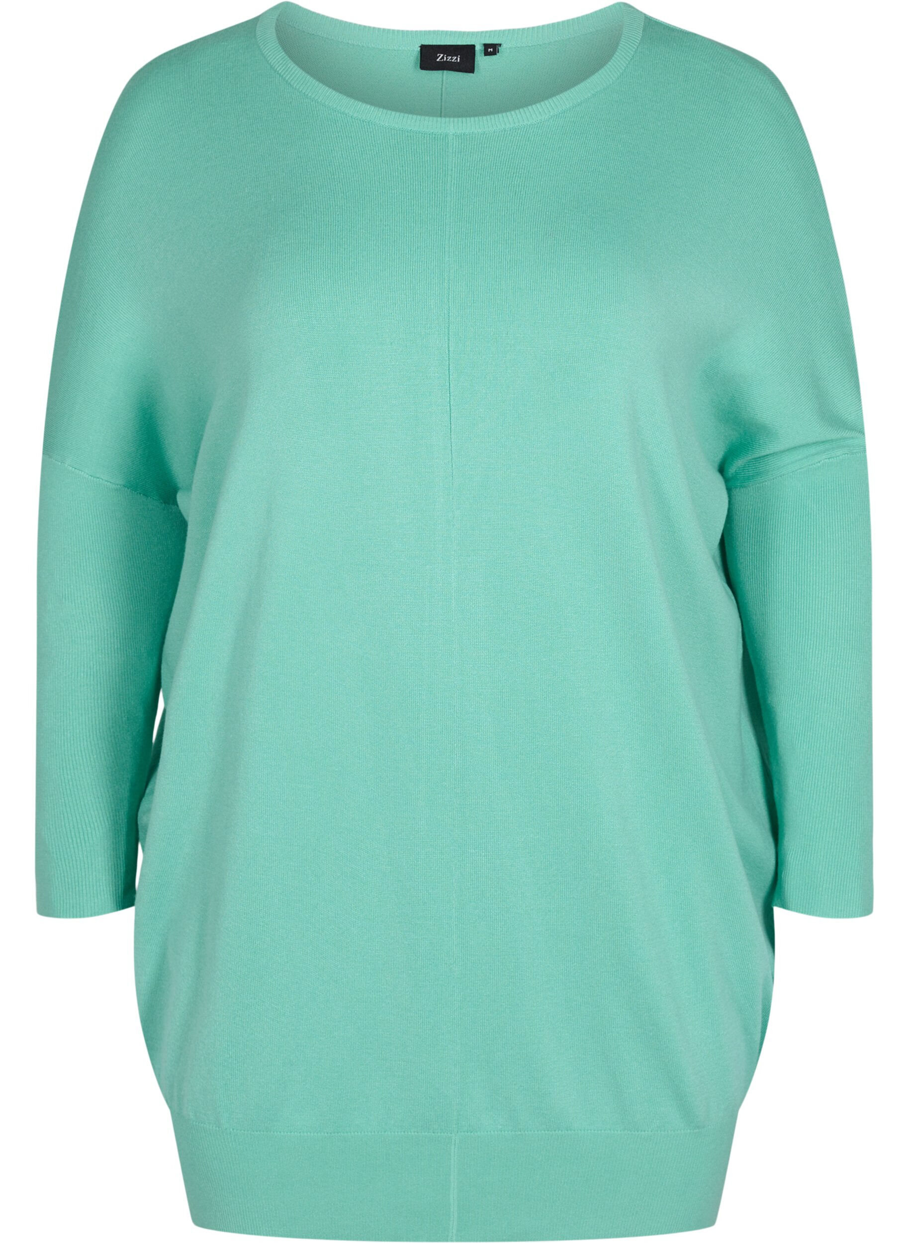 Zizzifashion Knitted jumper with round neckline, Dusty Jade Green, Packshot image number 0