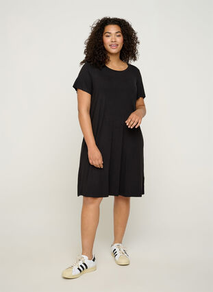 Short-sleeved dress, Black, Model image number 2