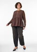 Sleeveless peplum blouse with decorative buttons, Brown, Model image number 1