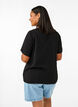 Short-sleeved viscose blouse with lace detail, Black, Model image number 1