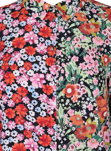 Long floral shirt in viscose, Flower AOP Mix, Packshot image number 2