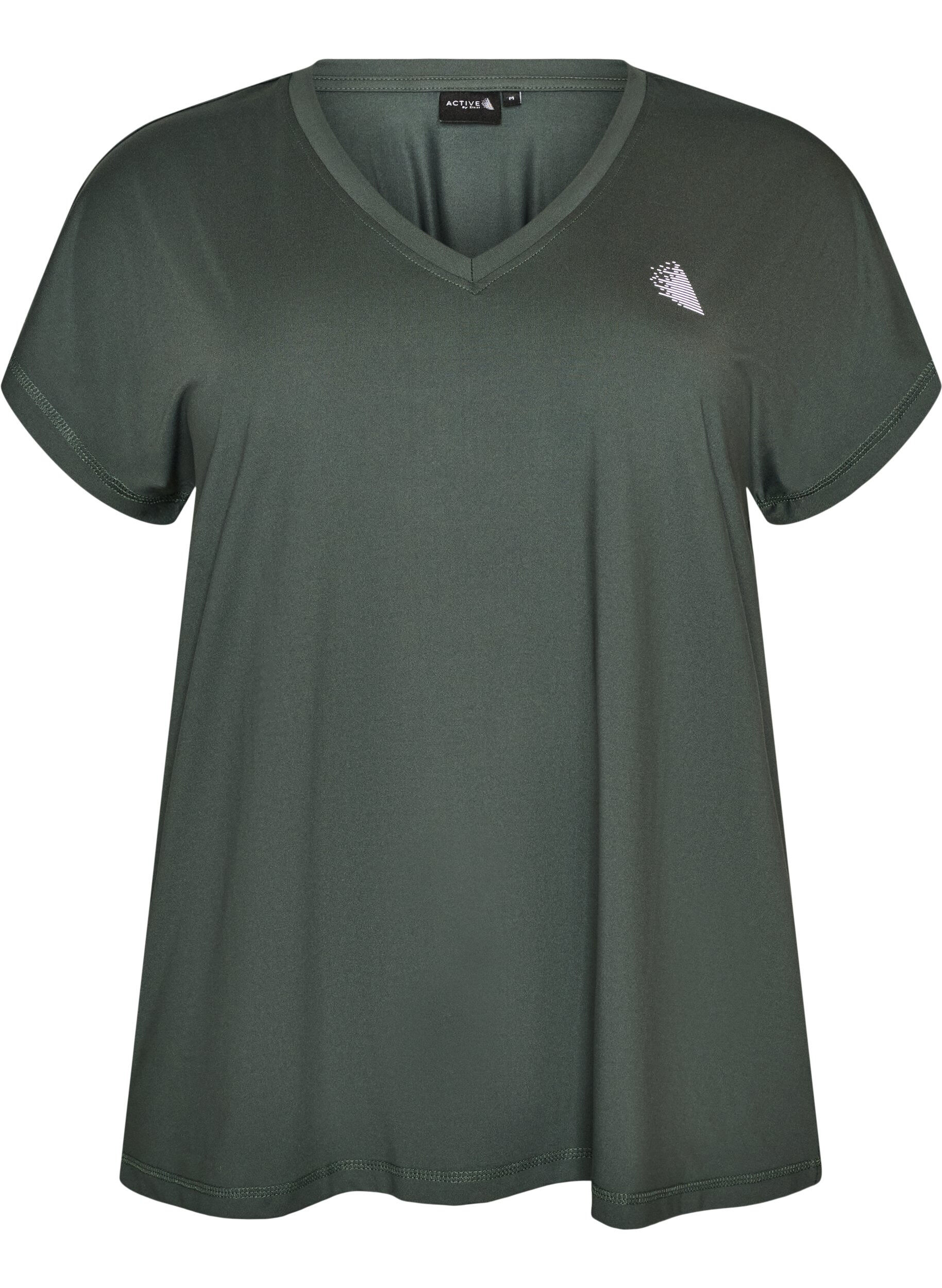 ZizzifashionLoose training t-shirt with V-neck, Green, Packshot image number 0