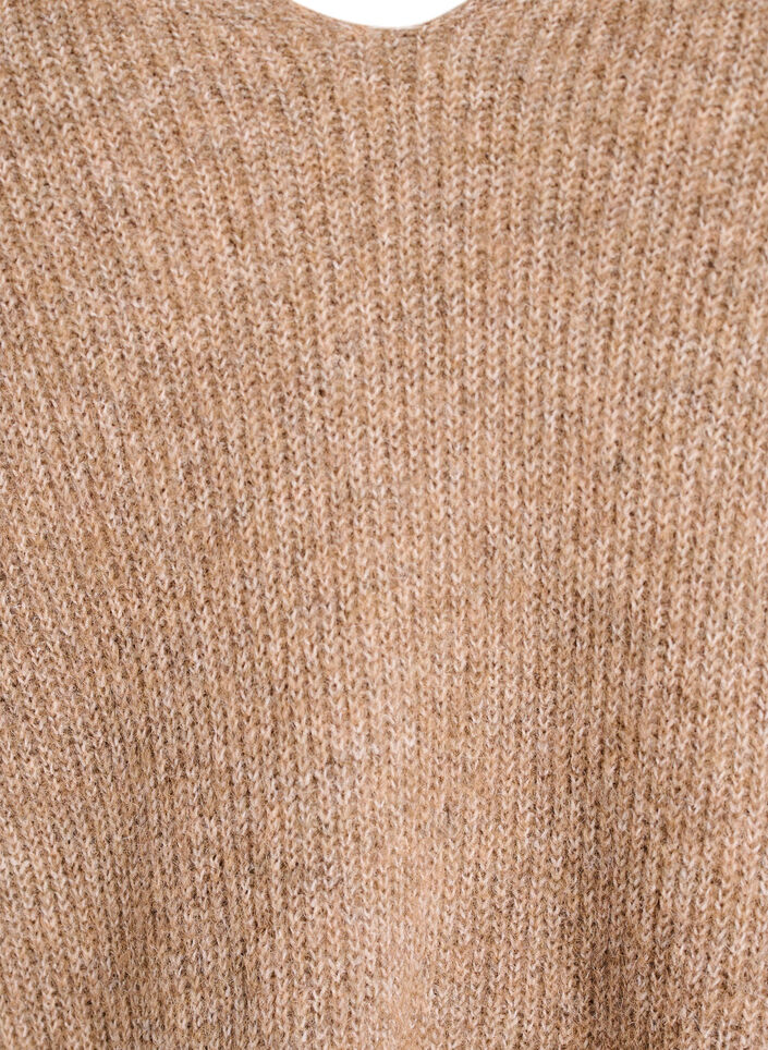 Knitted blouse with V-neck and raglan sleeves, Brown, Packshot image number 2