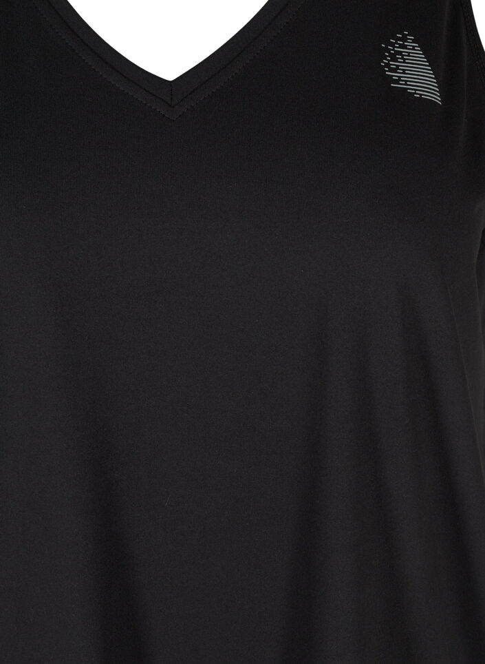 Sports top with V-neck, Black, Packshot image number 2