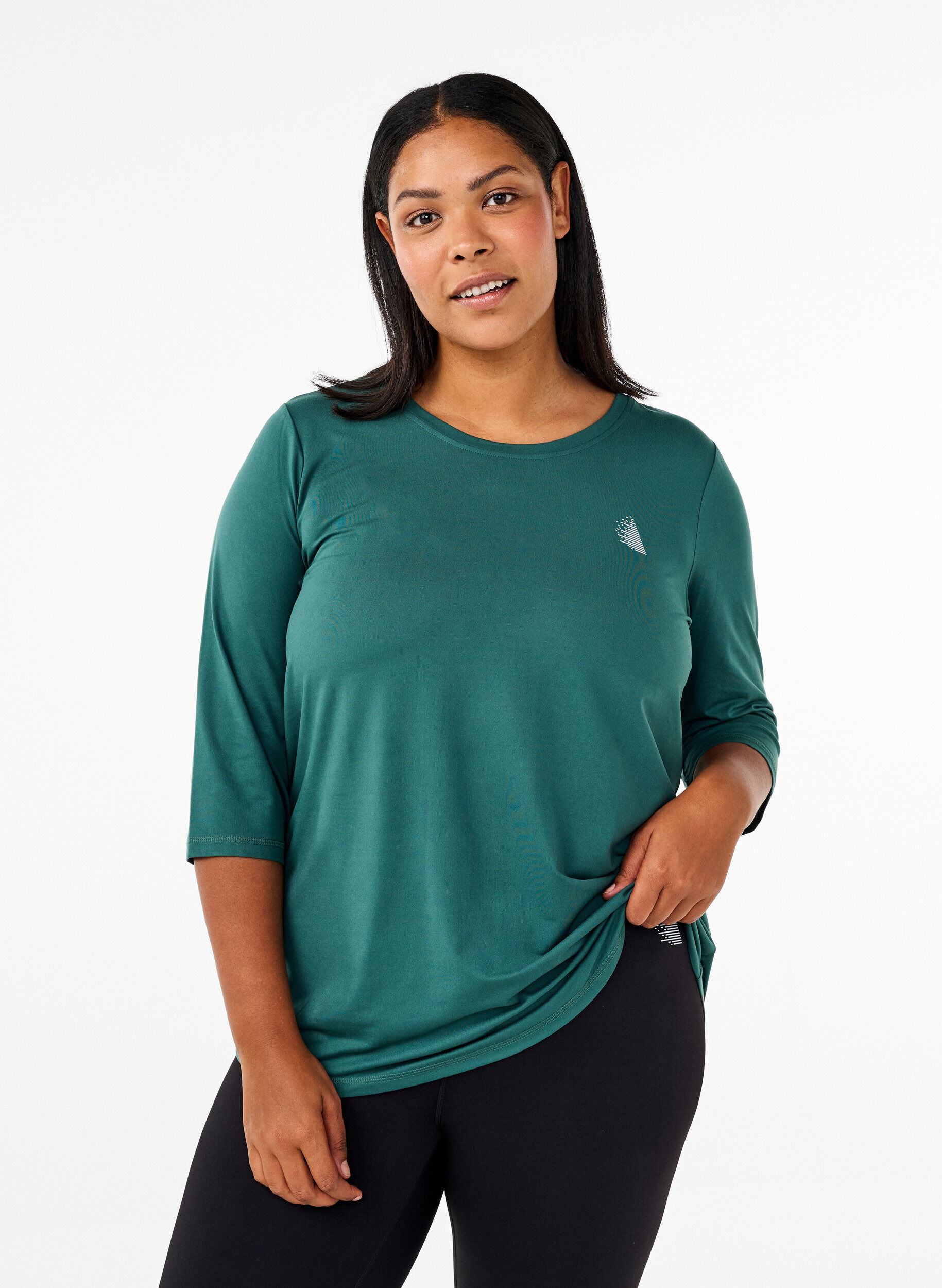 ZizzifashionWorkout top with 3/4 sleeves, Green, Model image number 0