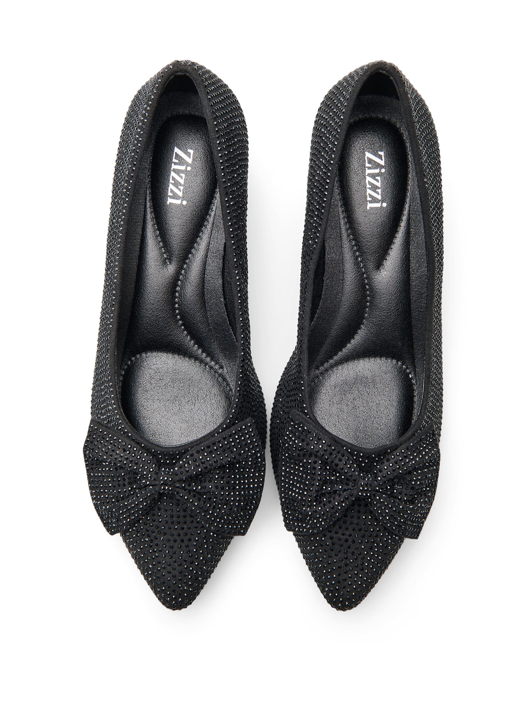 Zizzifashion Pumps with bow and rhinestones, Black, Packshot image number 2