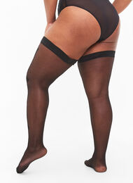 	 Hold-up stockings in 30 denier with lace, Black, Model