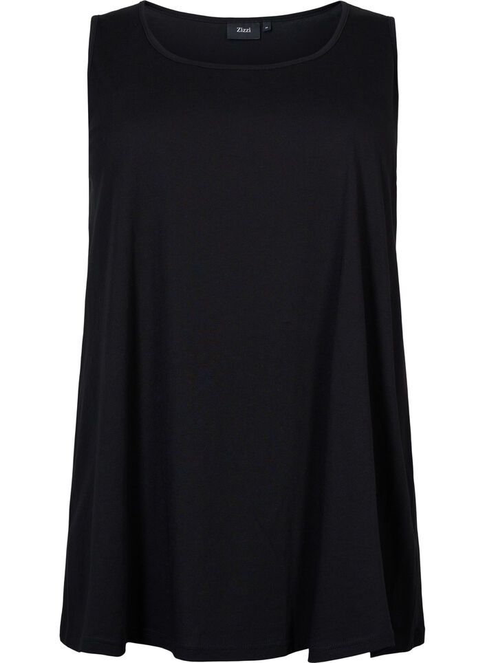 Cotton top with a-shape, Black, Packshot image number 0