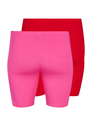 2-pack viscose cycling shorts, Fuchsia P./Tango red, Packshot image number 1