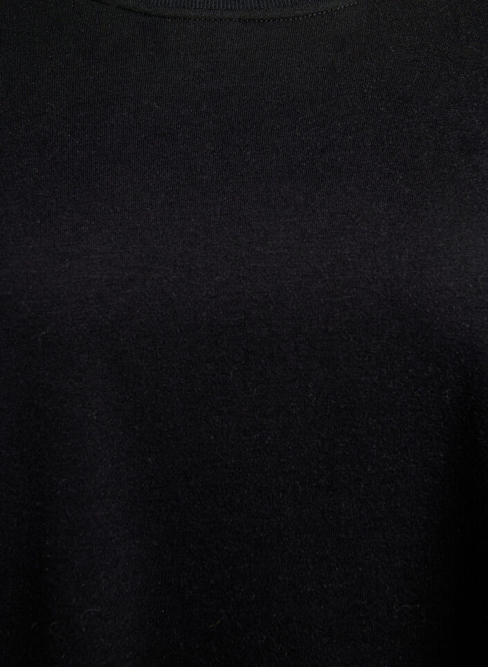 Knee-length sweat dress with fringes, Black, Packshot image number 2