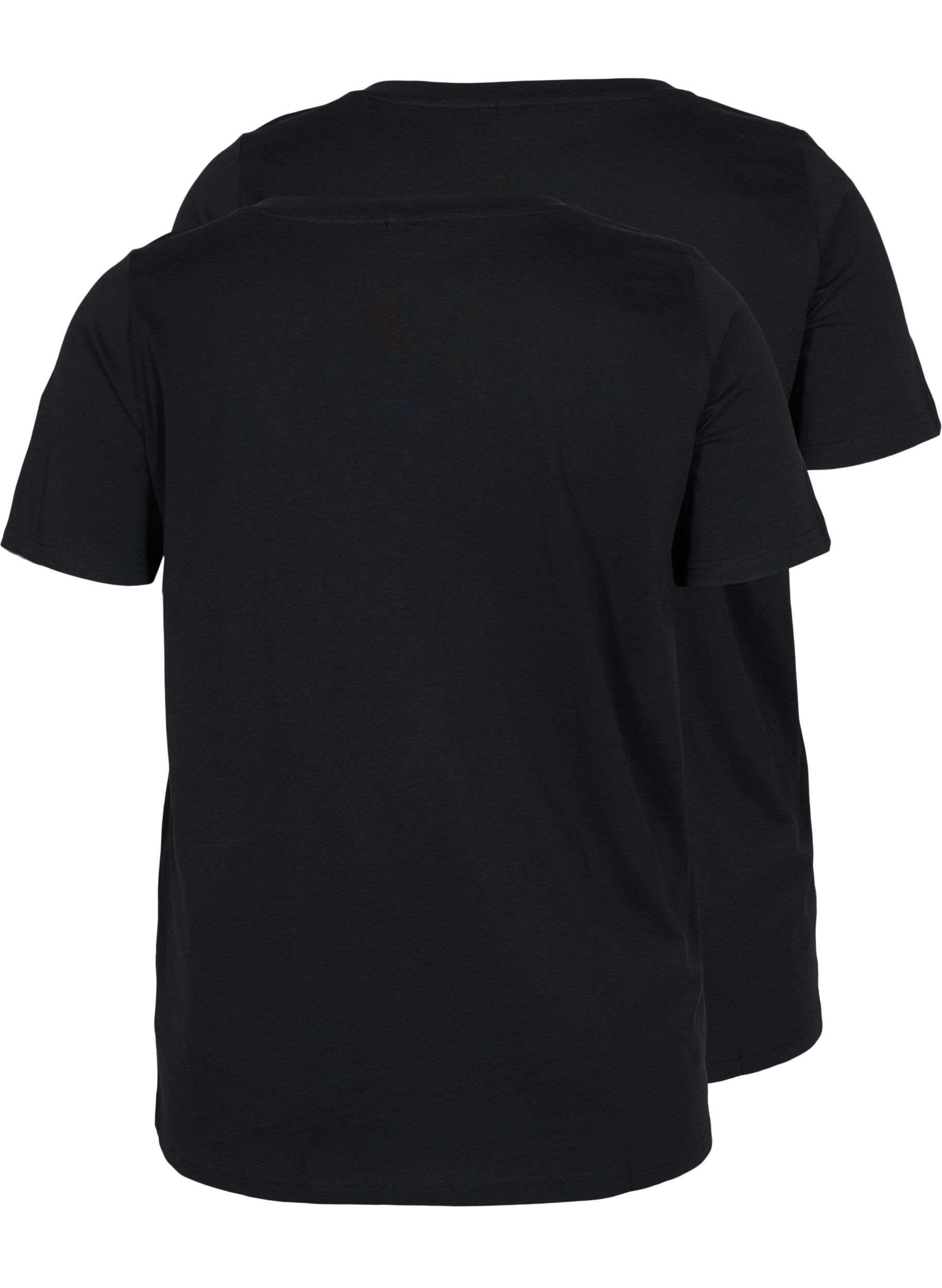 Zizzifashion 2-pack basic cotton t-shirt, Black/Black, Packshot image number 1