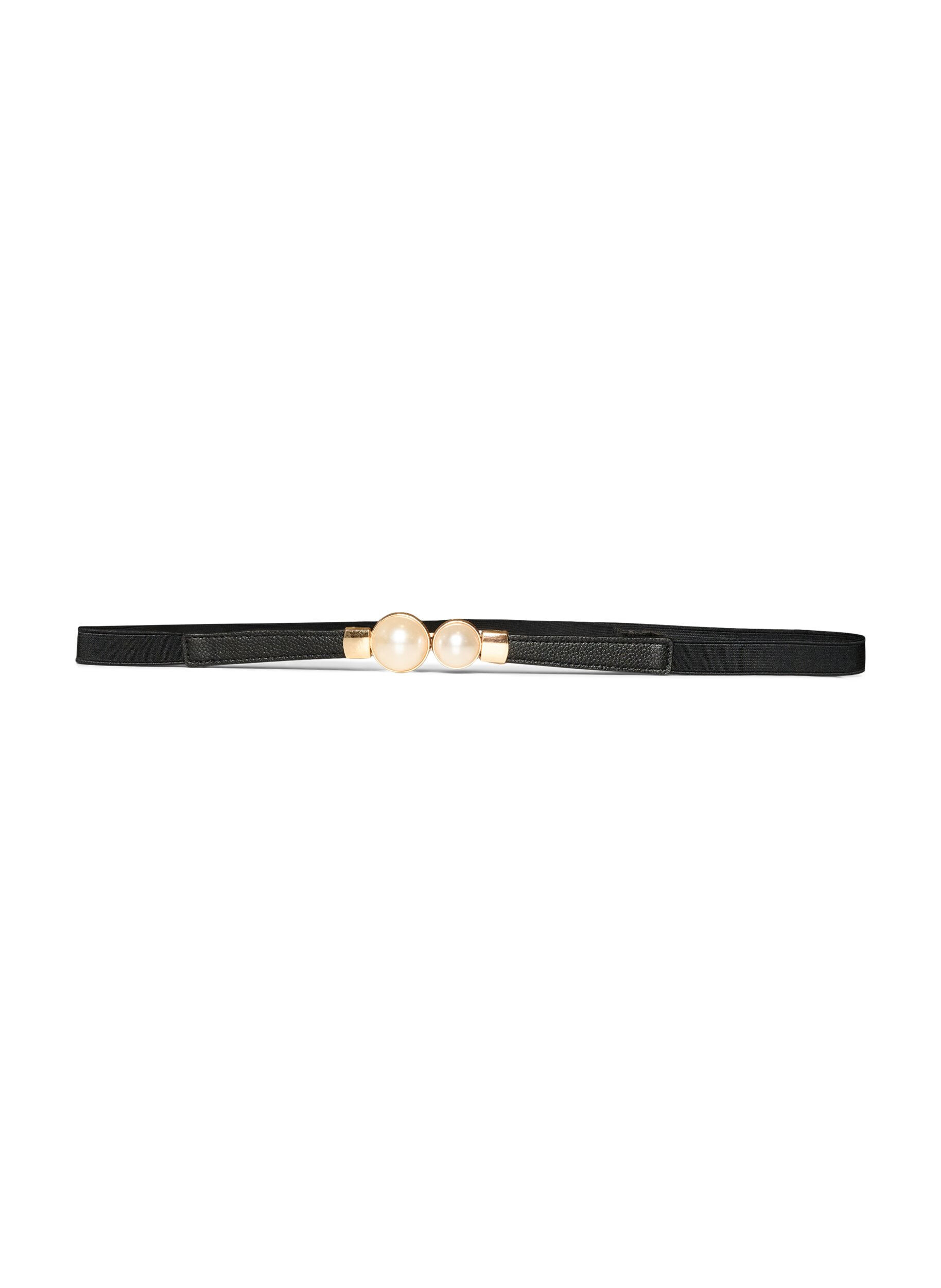 ZizzifashionElastic waist belt with pearl details, Black, Packshot image number 0