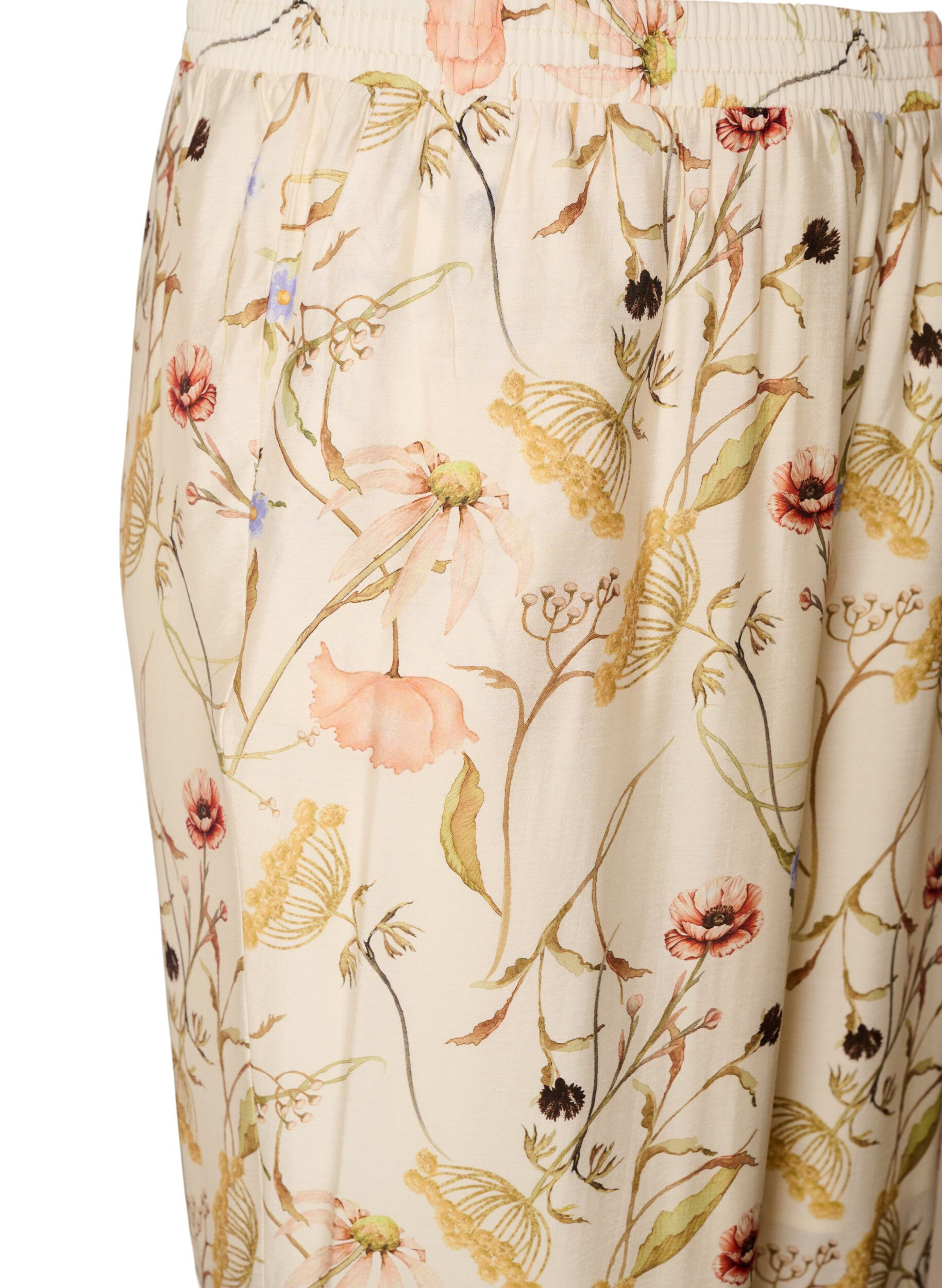 ZizzifashionHigh-waisted viscose trousers with floral print, Beige, Packshot image number 2