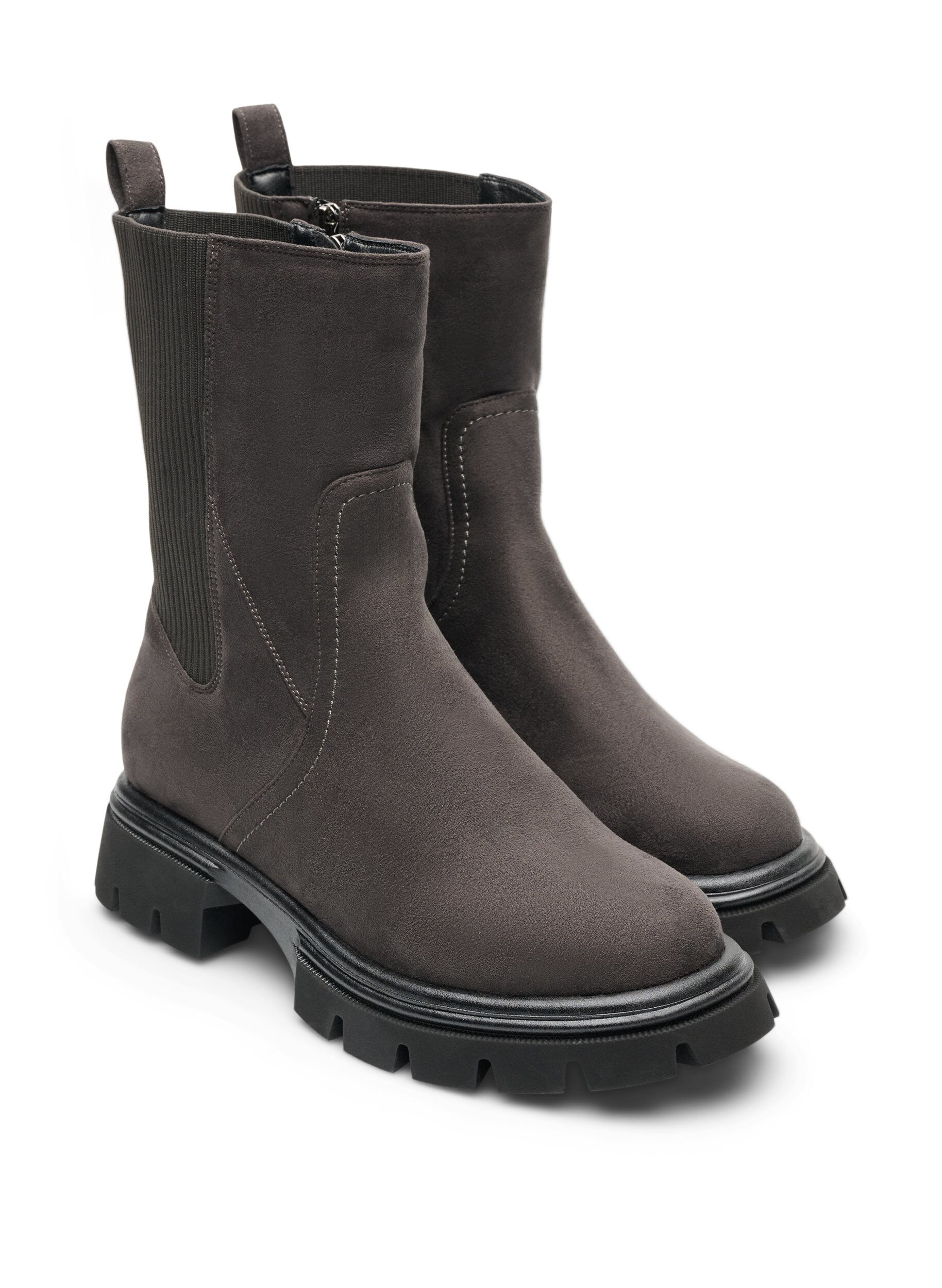 ZizzifashionChunky boot in faux suede, Brown, Packshot image number 1