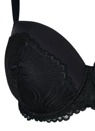 Moulded underwire lace bra, Black, Packshot image number 2