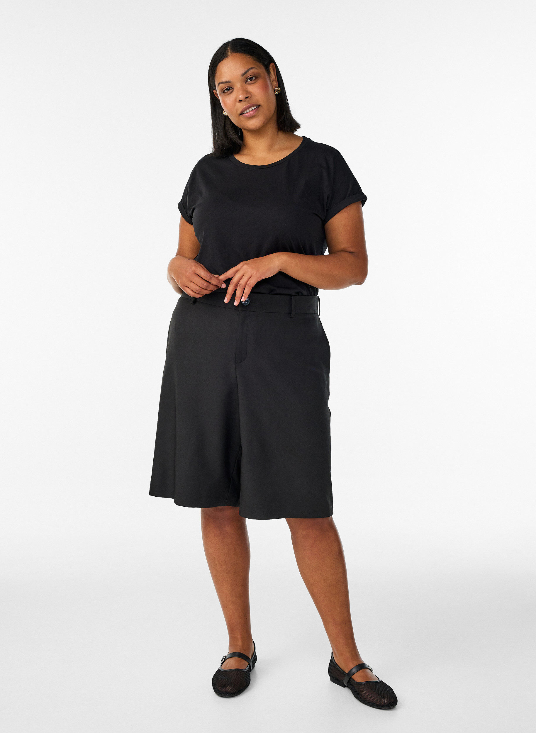ZizzifashionShort sleeved cotton blend t-shirt, Black, Model image number 1