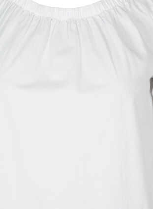 Cotton dress with lace ribbon and short sleeves, Bright White, Packshot image number 2